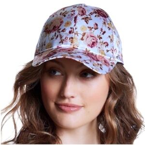Nordstrom Natasha Satiny Baseball Cap Pink Roses Women Adjustable Back Fastener